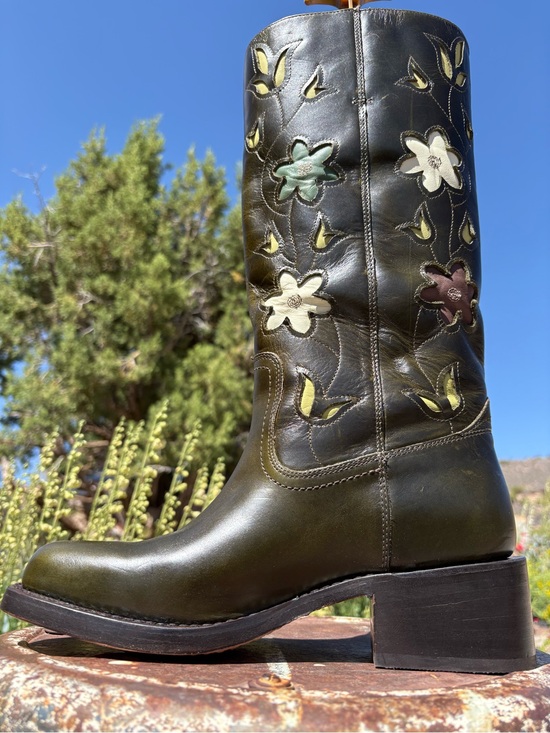 Frye Shoes - NWOT FRYE x Anthropologie Campus 14L Green Floral Cutout Boots